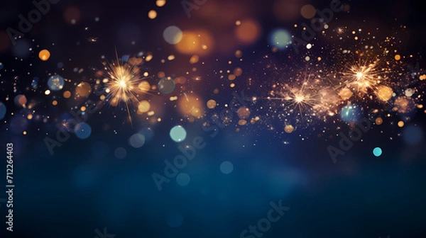 Obraz Happy New Year, burning fireworks with bokeh light background