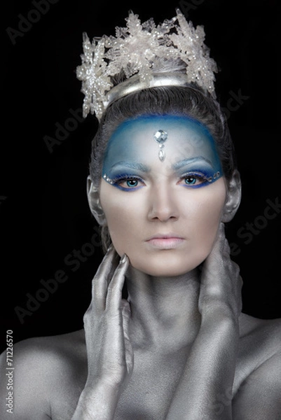 Obraz Close up of a model with creative snow fairy make up