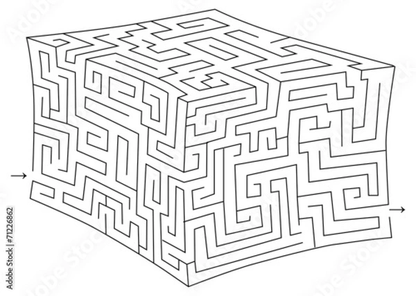Fototapeta Vector 3d cube maze (labyrinth)