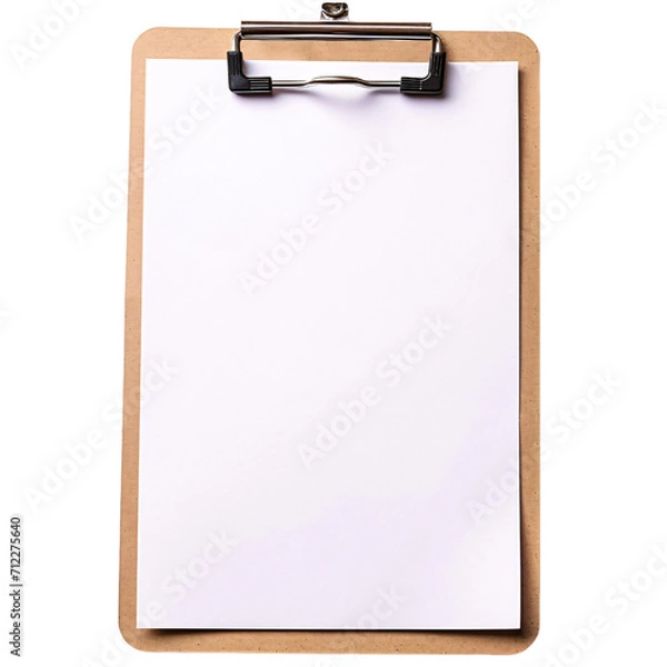 Fototapeta clipboard with blank white paper, or notepad, isolated on a transparent background