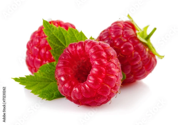 Obraz Ripe red raspberries isolated on white