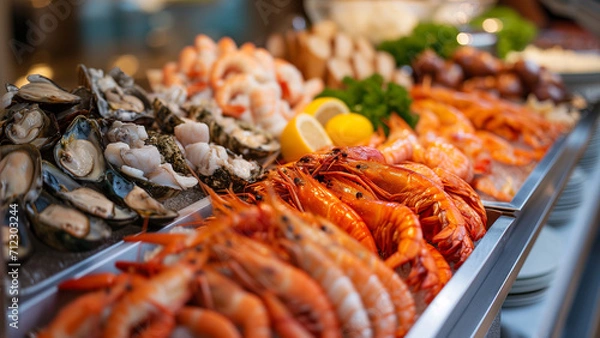 Obraz Seafood Spread at Luxury Buffet