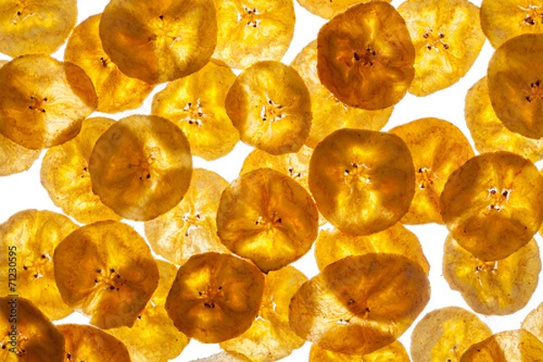 Fototapeta Platano plantain chips on white background