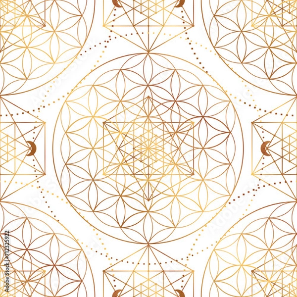 Fototapeta Pattern of Sacred Geometry Symbol. Vector illustration. Mystic esoteric Flower of Life. Golden Seed of life. Mandala lotus flower