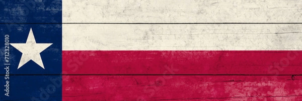 Obraz Texas State  flag on a wooden surface. Banner of the grunge Texas State  flag.
