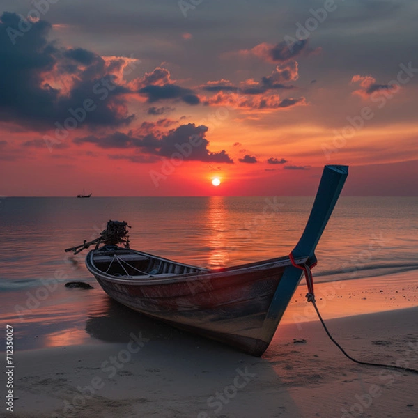 Obraz boat at sunset