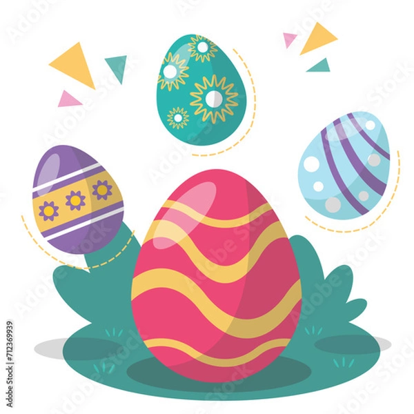 Obraz Colorful Easter Eggs vector illustration