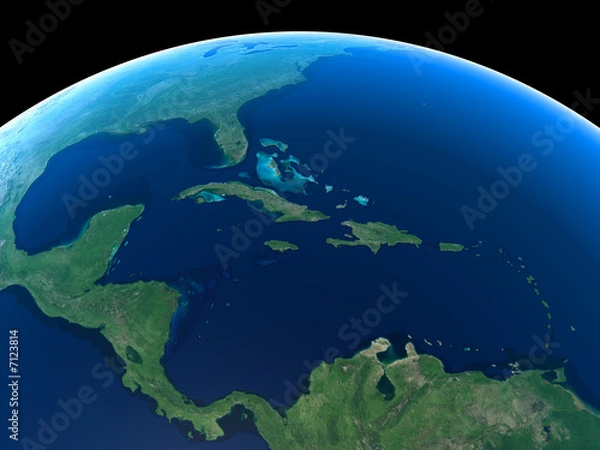 Obraz Ameryka Środkowa i Karaiby widziane z kosmosu