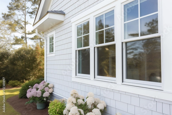 Obraz White Frame Vinyl Double Hung Windows
