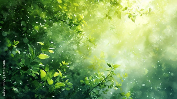 Fototapeta Abstract representation of a springtime landscape with fresh greenery and a gentle breeze