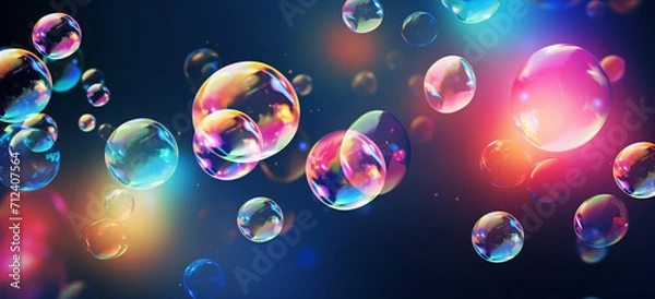 Fototapeta This design features a group of colorful soap bubbles floating in the air. The bubbles could be realistic or have a cartoonish style.