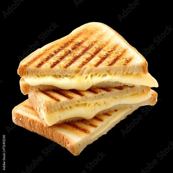 Fototapeta Cheese toasted sandwich isolated on transparent or white background, png