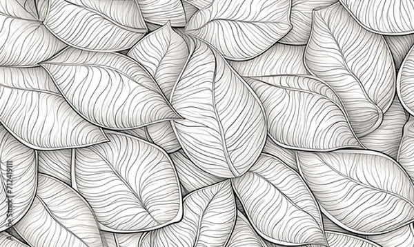 Fototapeta Mopnai tree leaf. line art. pattern. Generative Ai


