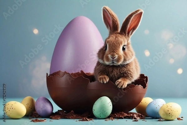 Obraz easter bunny in chocolate easter egg
