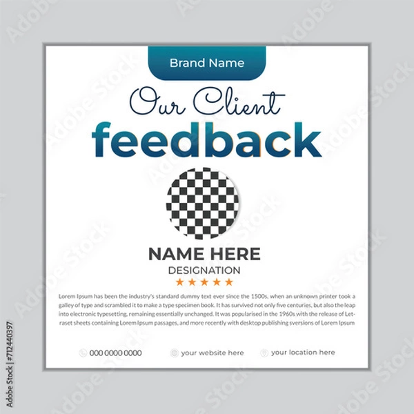 Obraz Creative Client Feedback design and template design with mockup full editable file