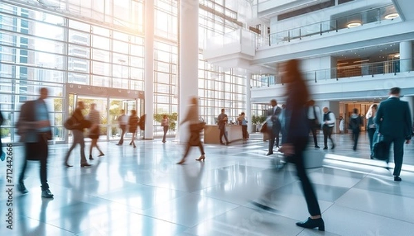 Fototapeta blurred office workers walking 