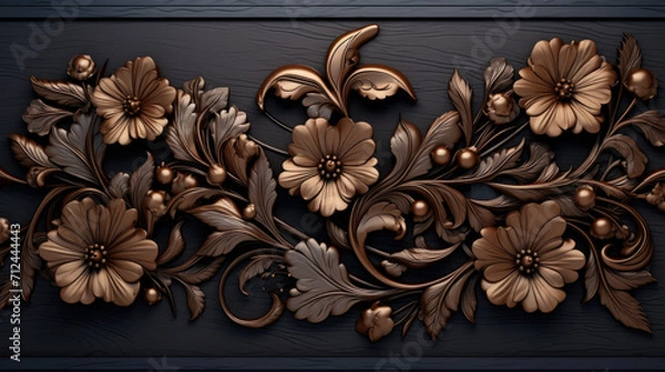 Obraz Pattern of flower carved on wood background