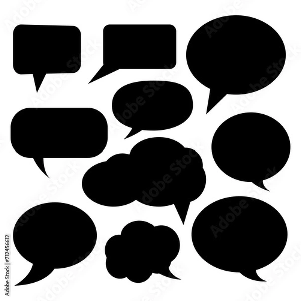 Fototapeta Empty speech bubble set. silhouette style. Ready to apply to your design. Vector illustration.