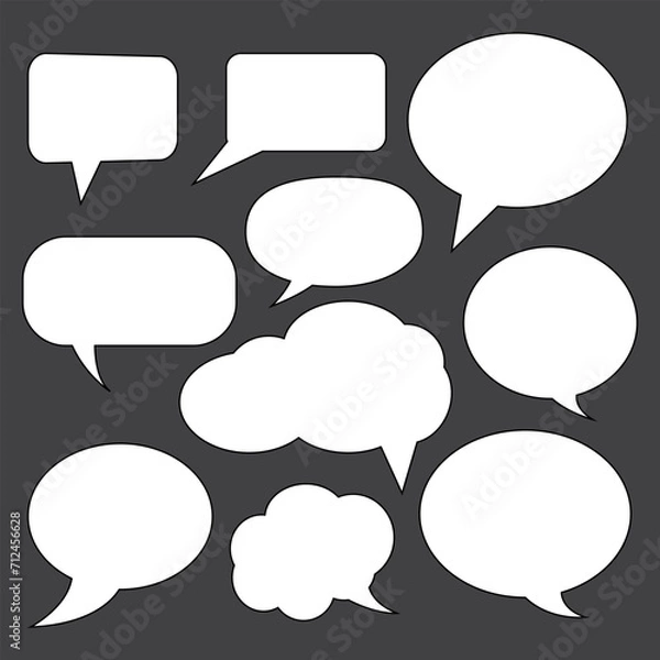 Fototapeta Empty speech bubble set. Ready to apply to your design. Vector illustration.