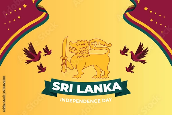 Obraz Vector flat sri lanka independence day background