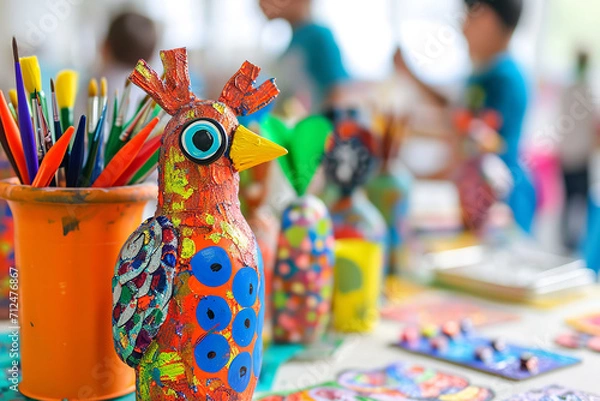 Fototapeta Children's art and craft workshop, creative expression