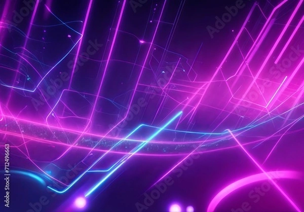 Fototapeta Blur neon glow. Color light overlay. Fluorescent radiance. Defocused vibrant pink blue soft flecks texture on dark art empty space background.

