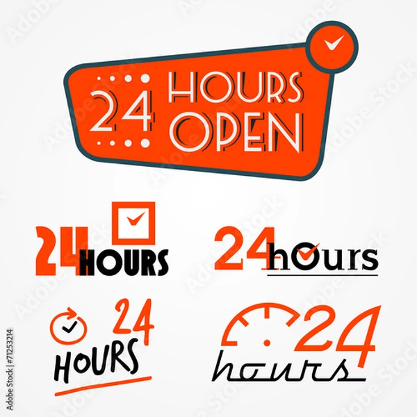 Obraz Twenty four hours labels set