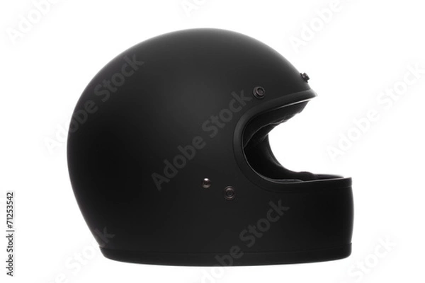 Obraz flat or matte black motorcycle helmet isolated on white