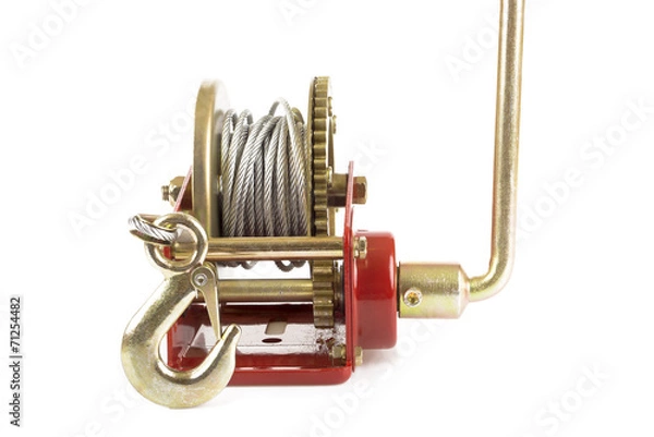 Fototapeta Hand winch isolated