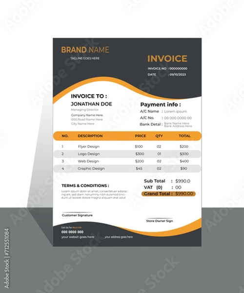 Fototapeta  clean invoice creative modern invoice template design.