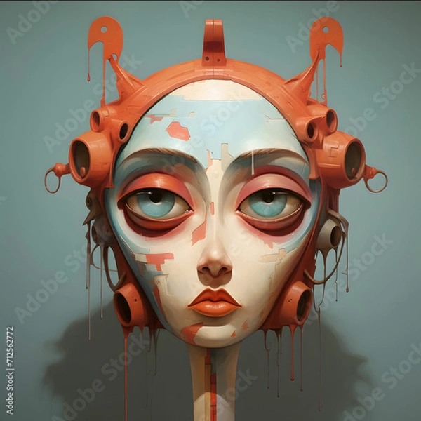 Obraz A Detail human cartoon face.