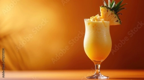 Fototapeta  a tall glass of orange juice with a pineapple garnish on the top of the garnish.