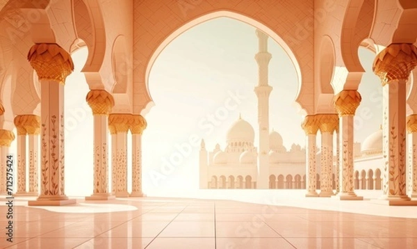 Obraz A Mosque with Beautiful Afternoon Sunlight. A Serene Ramadan Evening