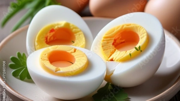 Fototapeta boiled egg on a plate ai generated