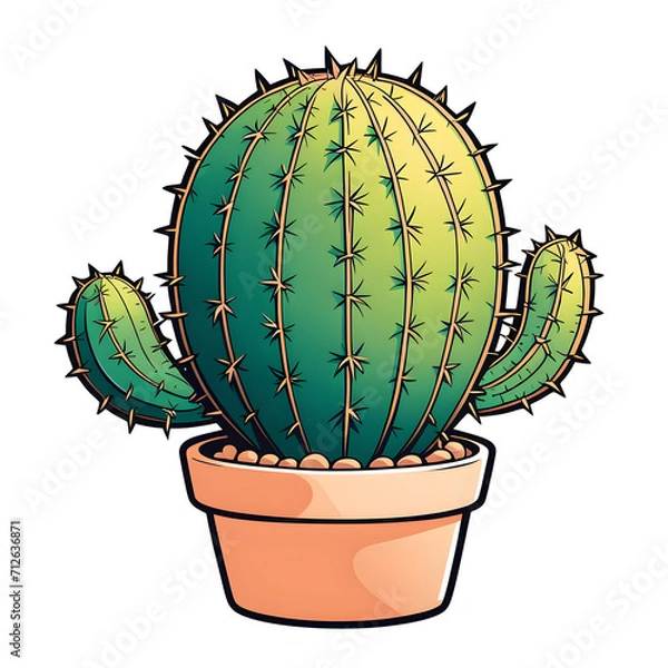 Obraz Cactus On Pot Illustration with Transparent Background