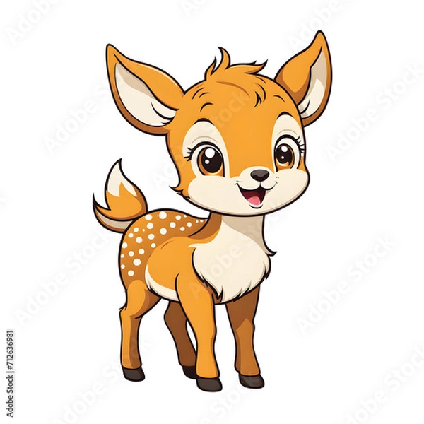 Obraz A Cute Little Deer Illustration with Transparent Background