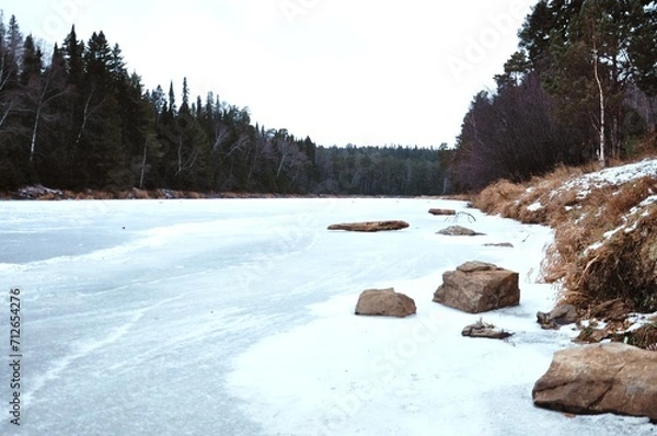 Fototapeta river in winter
