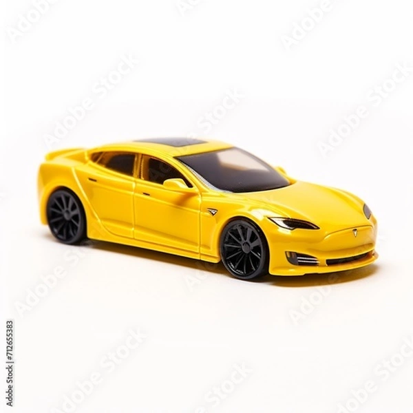 Fototapeta Best yellow luxury car model royalty white background picture Ai generated art