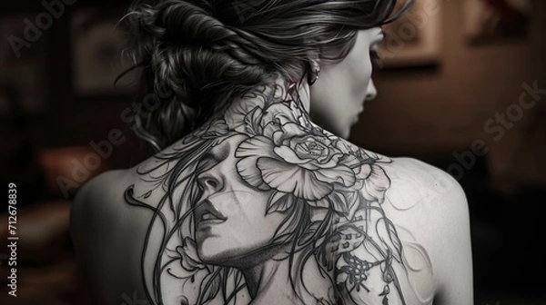 Obraz a woman's back tattoo