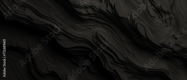 Obraz Minimalistic abstract topographic pattern in charcoal and black . Ancient rock and sand formations. Graphic resource background and wallpaper.