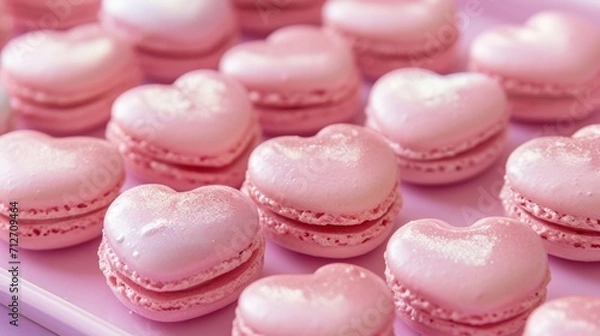 Fototapeta heart-shaped macarons with a glossy finish generative ai