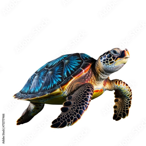 Fototapeta Full Body Sea Turtle Illustration on Transparent Background - High-Resolution Image