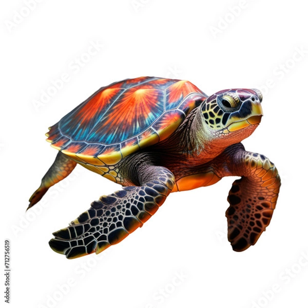 Fototapeta Full Body Sea Turtle Illustration on Transparent Background - High Resolution