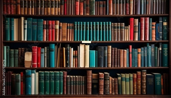 Fototapeta The vibrant world of intellectual knowledge  full frame bookshelves filled with books