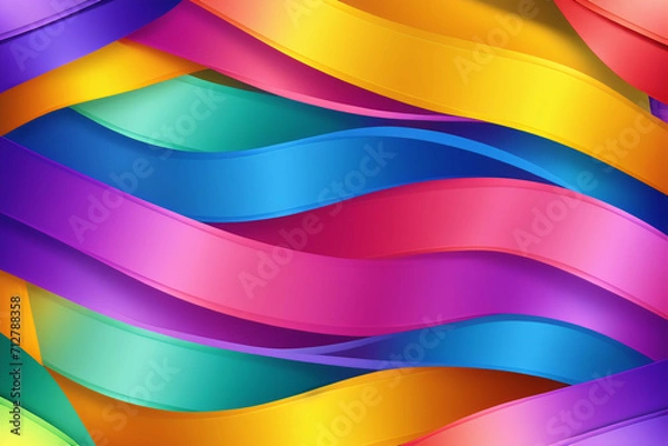 Fototapeta Unusual fashion design featuring folded cloth, wavy ribbons and soft angles in an array of vibrant colors.Eye-catching, captivating, bold concept.