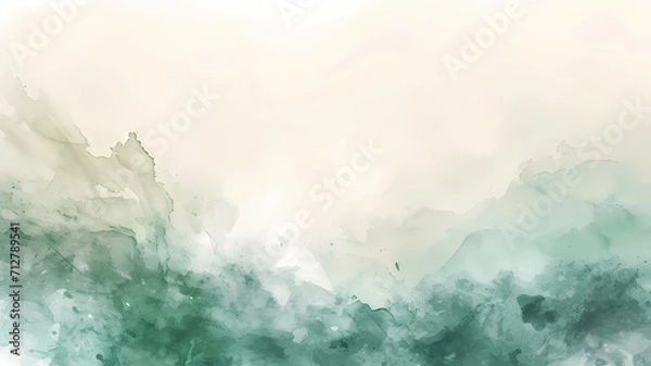 Obraz modern abstract soft colored background with watercolors and a dominant white and green color