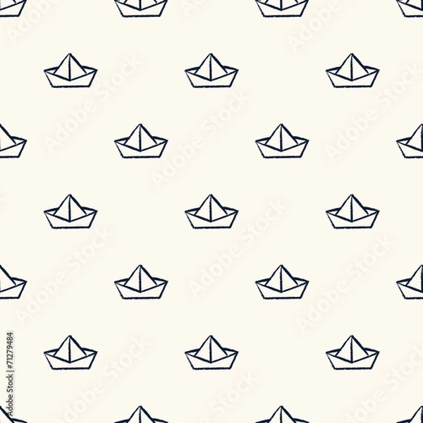 Fototapeta Seamless nautical pattern with paper boats.