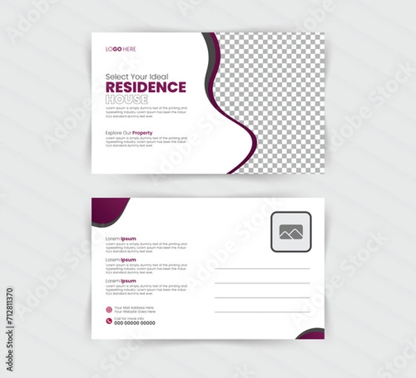 Obraz Real estate post card template design
