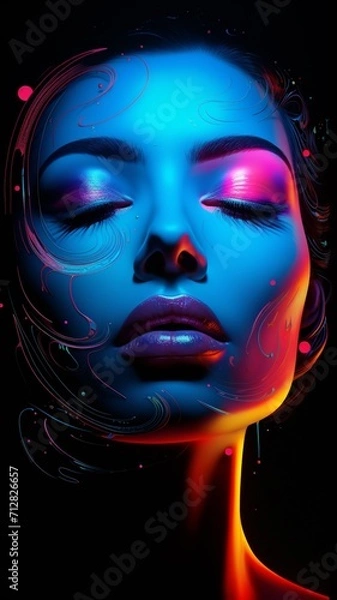 Fototapeta Face of the moon devil avatar girl AI Generated image