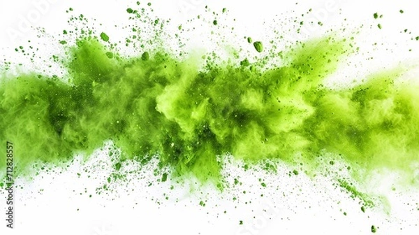 Obraz abstract powder splatted background,Freeze motion of green powder exploding/throwing green, Abstract emerald dust explosion on white background.